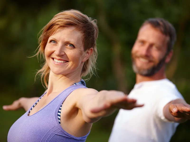 Couple doing yoga